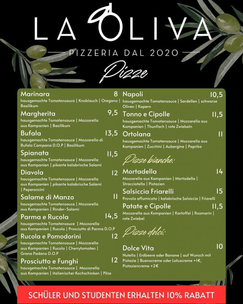 LaOliva Wiesbaden Speisekarte