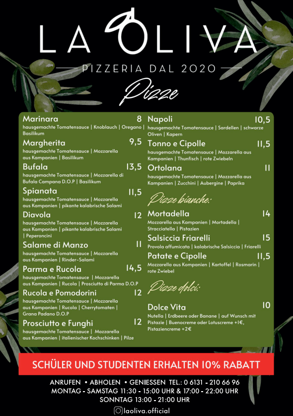Speisekarte LaOliva Mainz City